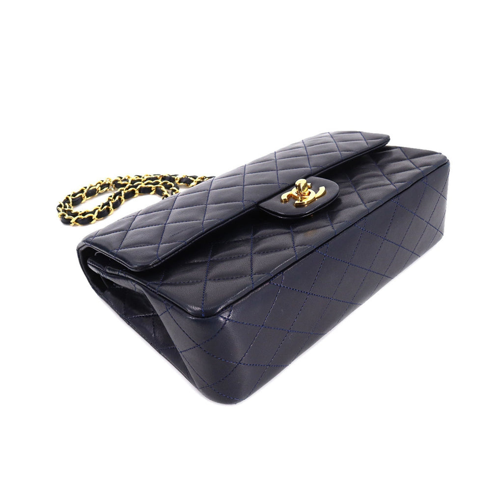 Chanel matelasse 25 chain shoulder bag leather navy A01112 gold metal fittings vintage Matelasse Bag