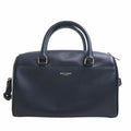 SAINT LAURENT Baby Duffle Leather Boston Bag Handbag 330958 Navy Ladies