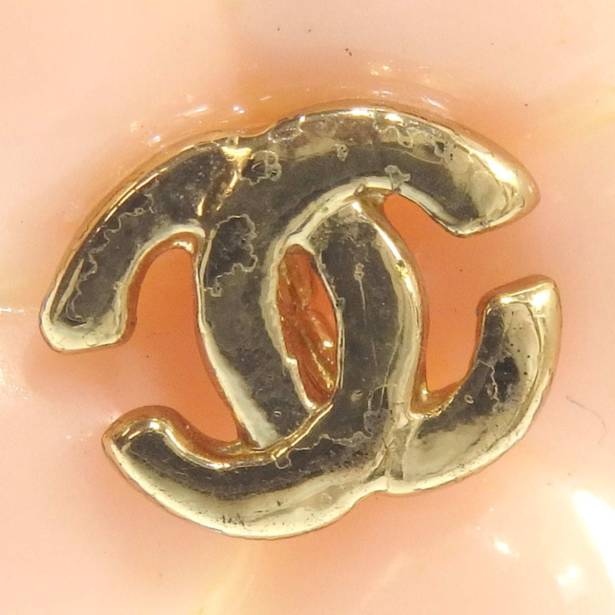 CHANEL Flower Motif Coco Mark Earrings Ladies GP Pink