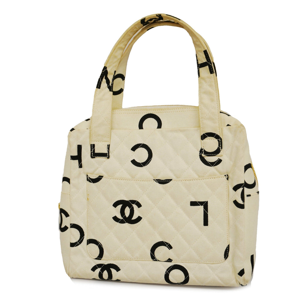 CHANELAuth  Matelasse Women's Canvas Handbag White