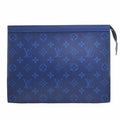 LOUIS VUITTON Eclipse Taigarama Pochette Voyage MM Clutch Bag Second M30423 Blue Men's