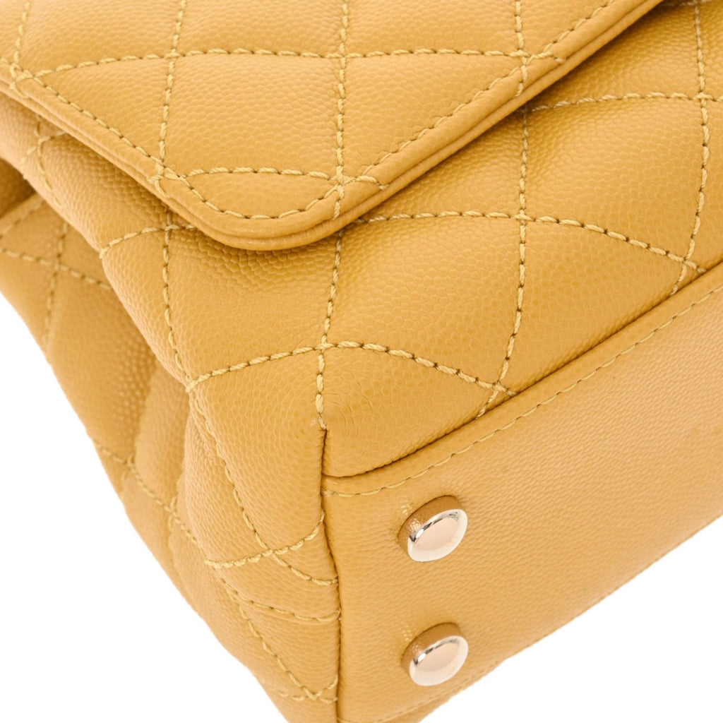 CHANEL matelasse XXS yellow AS2215 ladies caviar skin bag