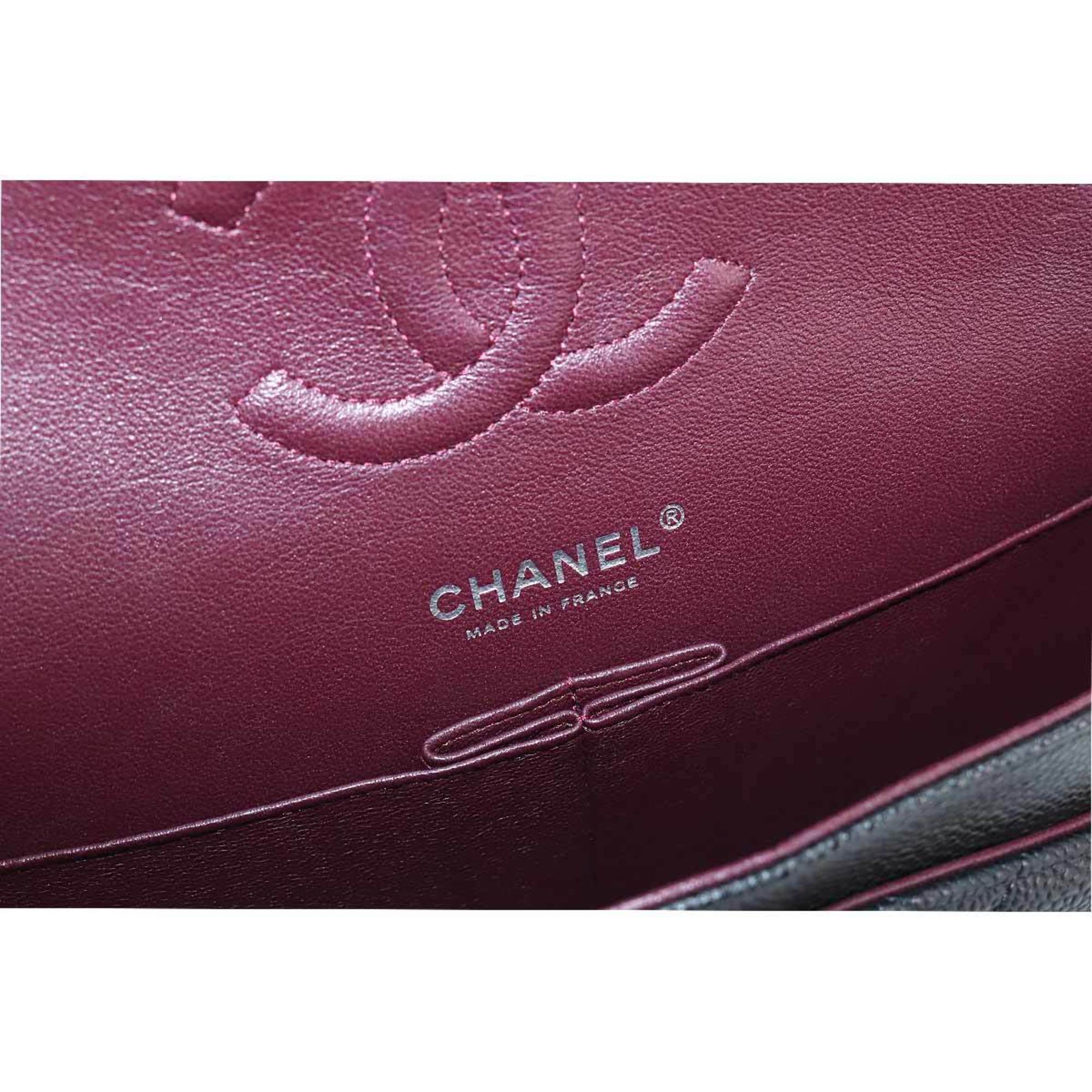 CHANEL Matelasse 25 Chain Shoulder Bag Caviar Skin Leather Black A01112 Silver Hardware