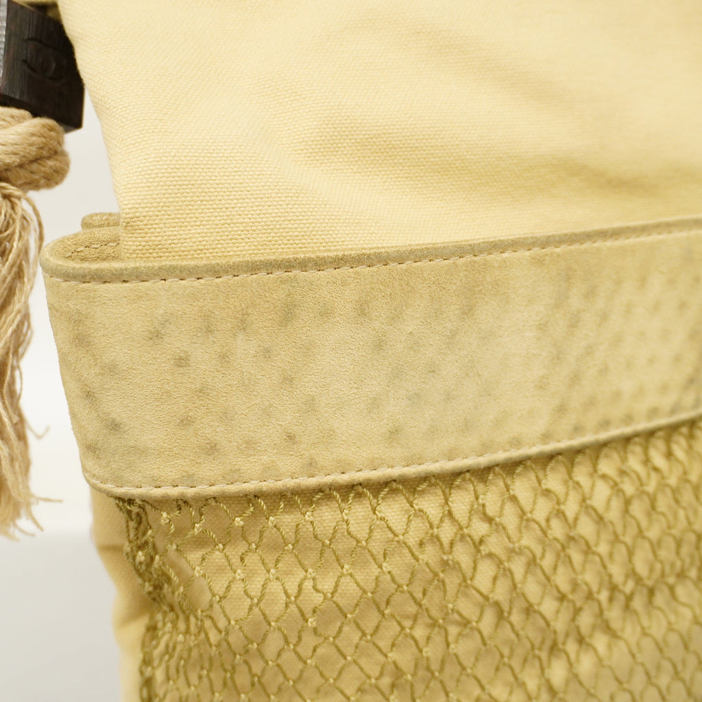 CHANEL  Chain Shoulder Women's Canvas Shoulder Bag Beige