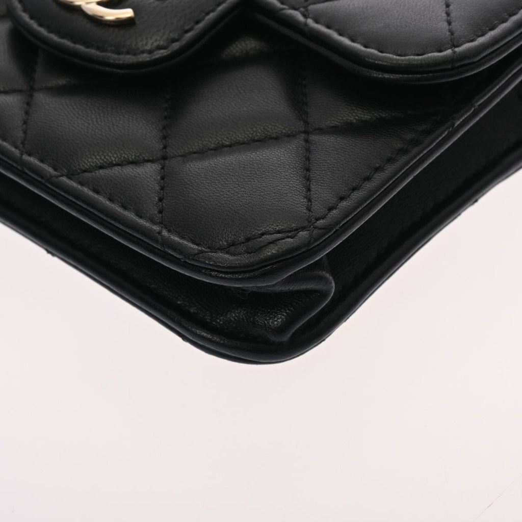 CHANEL matelasse chain shoulder black ladies lambskin bag