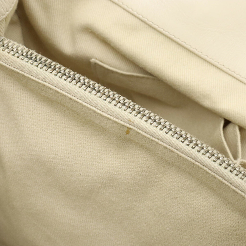 CHANEL Coco Mark Perforated Mesh Handbag Tote Bag Shoulder Chain Leather Ivory