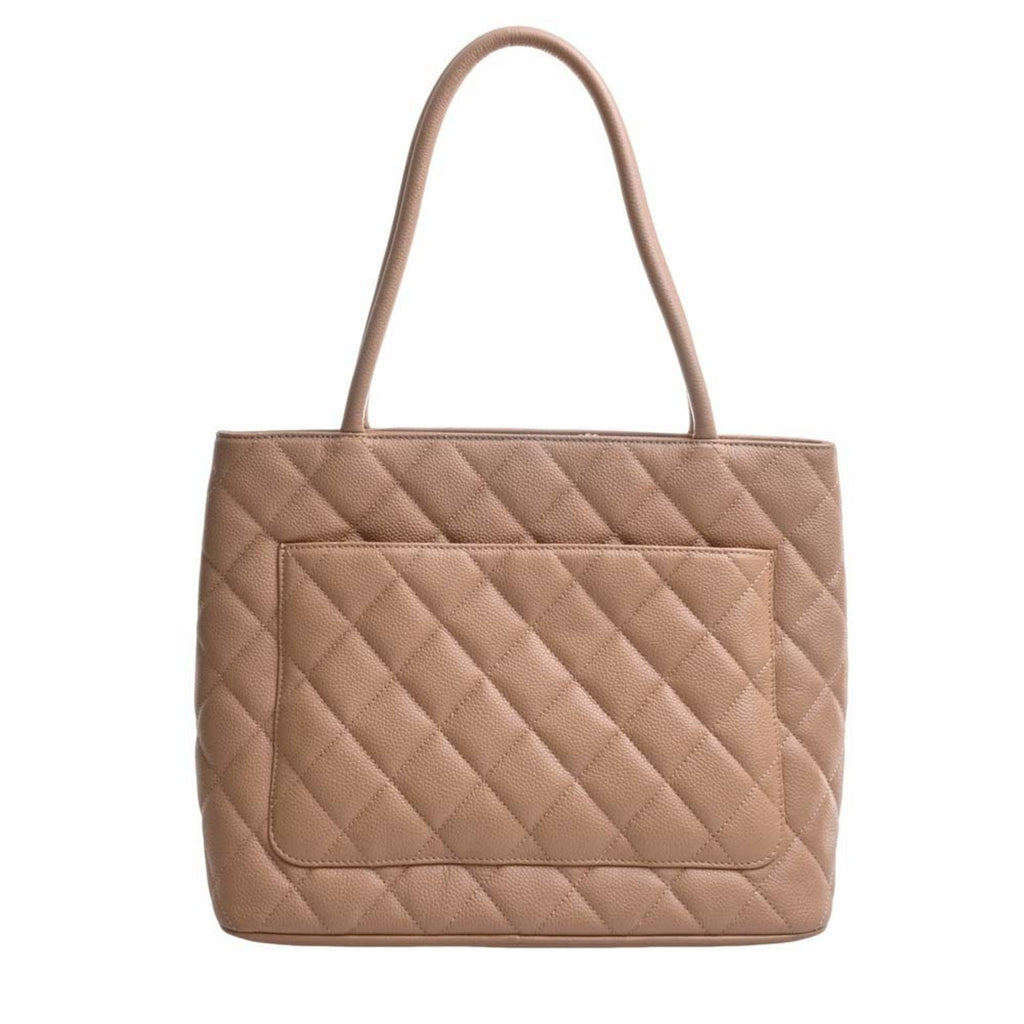 CHANEL Caviar Skin Coco Mark Reproduction Tote Bag Beige Ladies