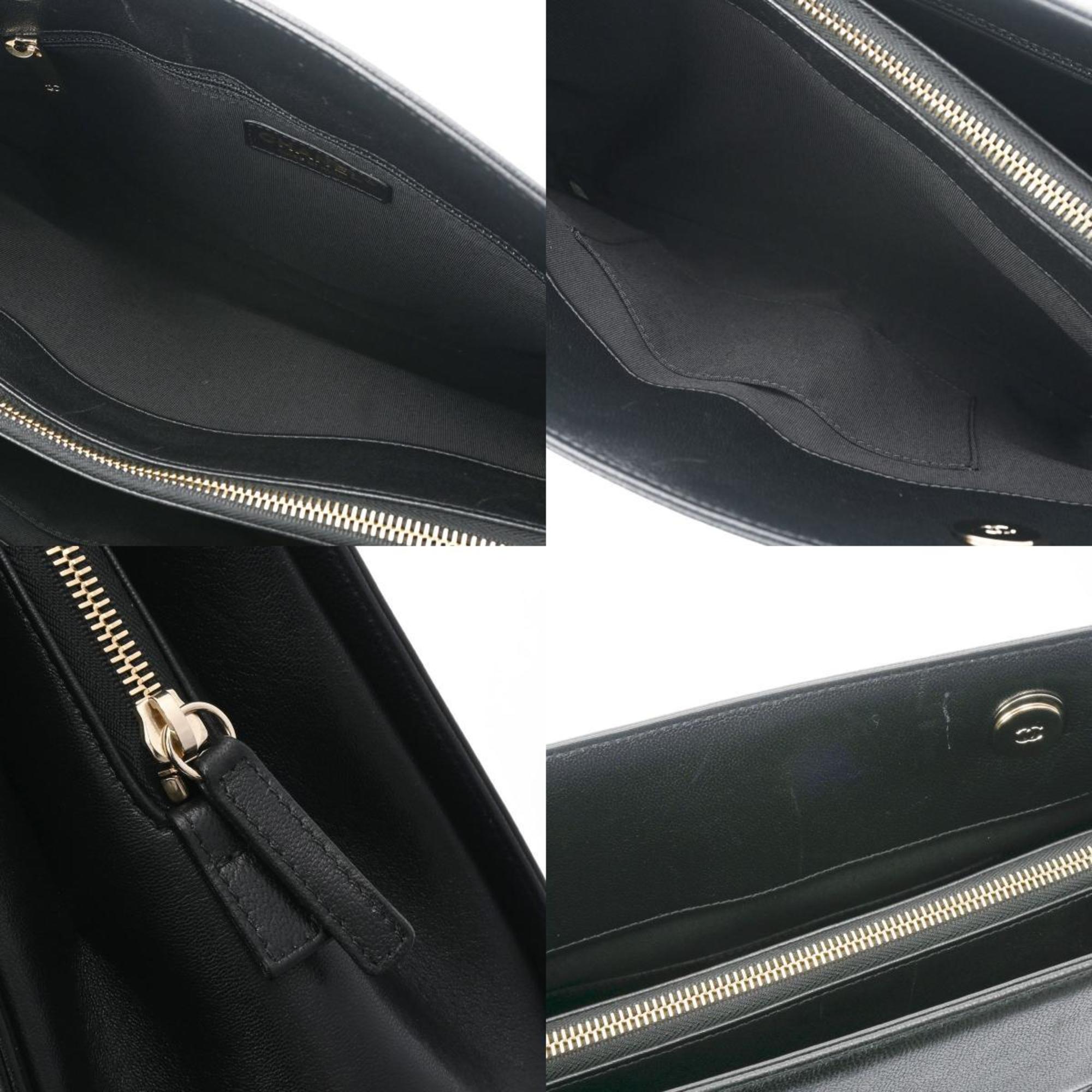 CHANEL V Stitch Chain Tote Black Women's Leather Bag