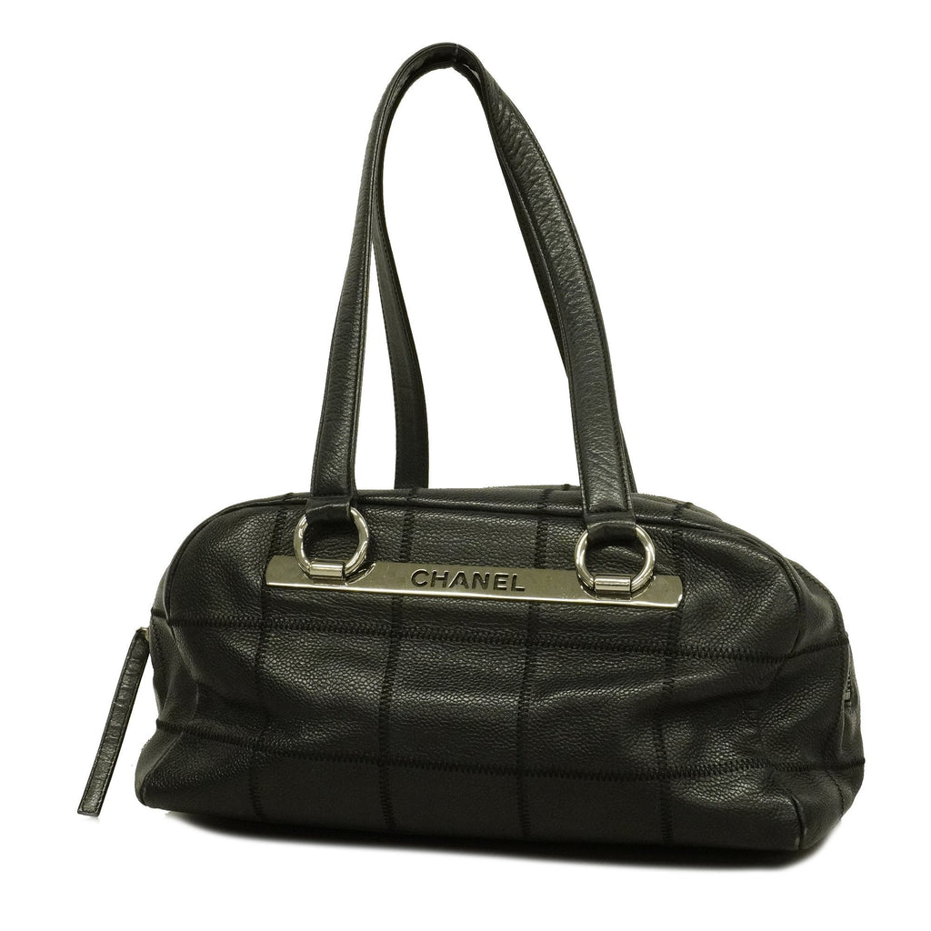Chanel Chocolate Bar Shoulder Bag Women's Caviar Leather Shoulder Bag Black