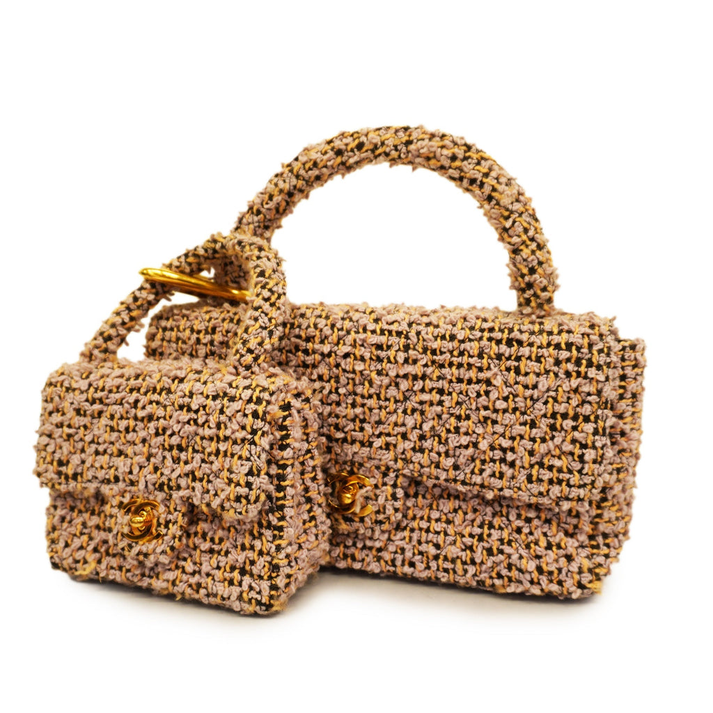 CHANEL  Matelasse Parent-child Bag Women's Tweed Handbag Light Purple