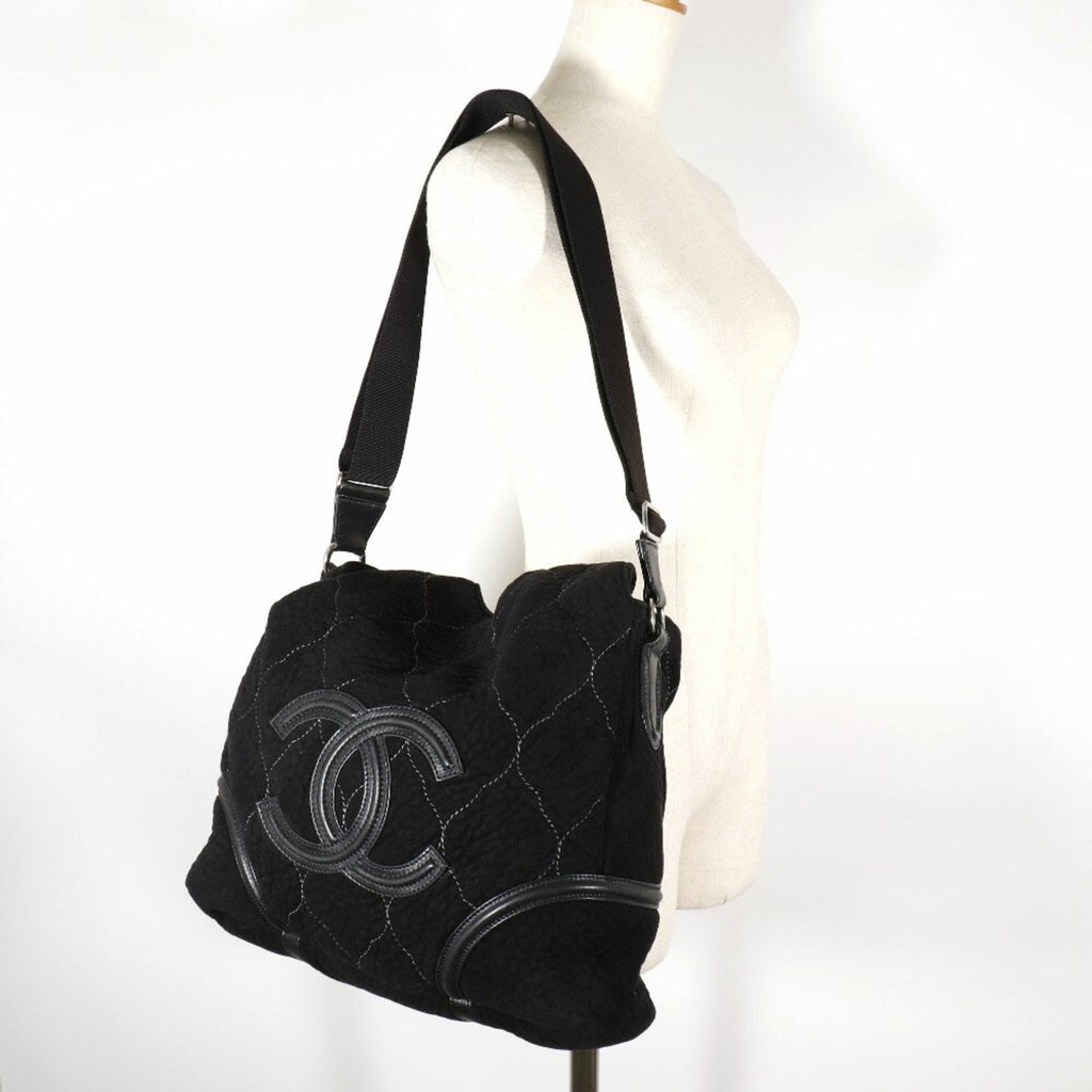 CHANEL Coco Mark Handbag 2WAY Shoulder A40394 Mouton Black/Silver Hardware Women's