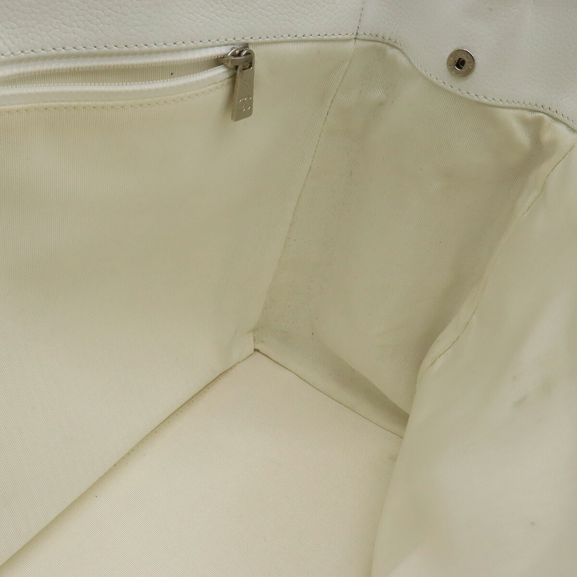 CHANEL Executive Line Coco Mark Tote Bag Handbag White Shoulder A15206