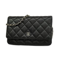 CHANEL  Matelasse Chain Shoulder Gold Hardware Women's Lambskin Black