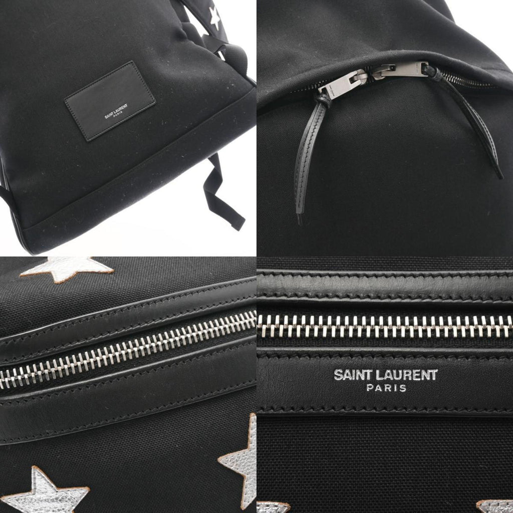 SAINT LAURENT Backpack Star Black Women's Canvas Rucksack/Daypack