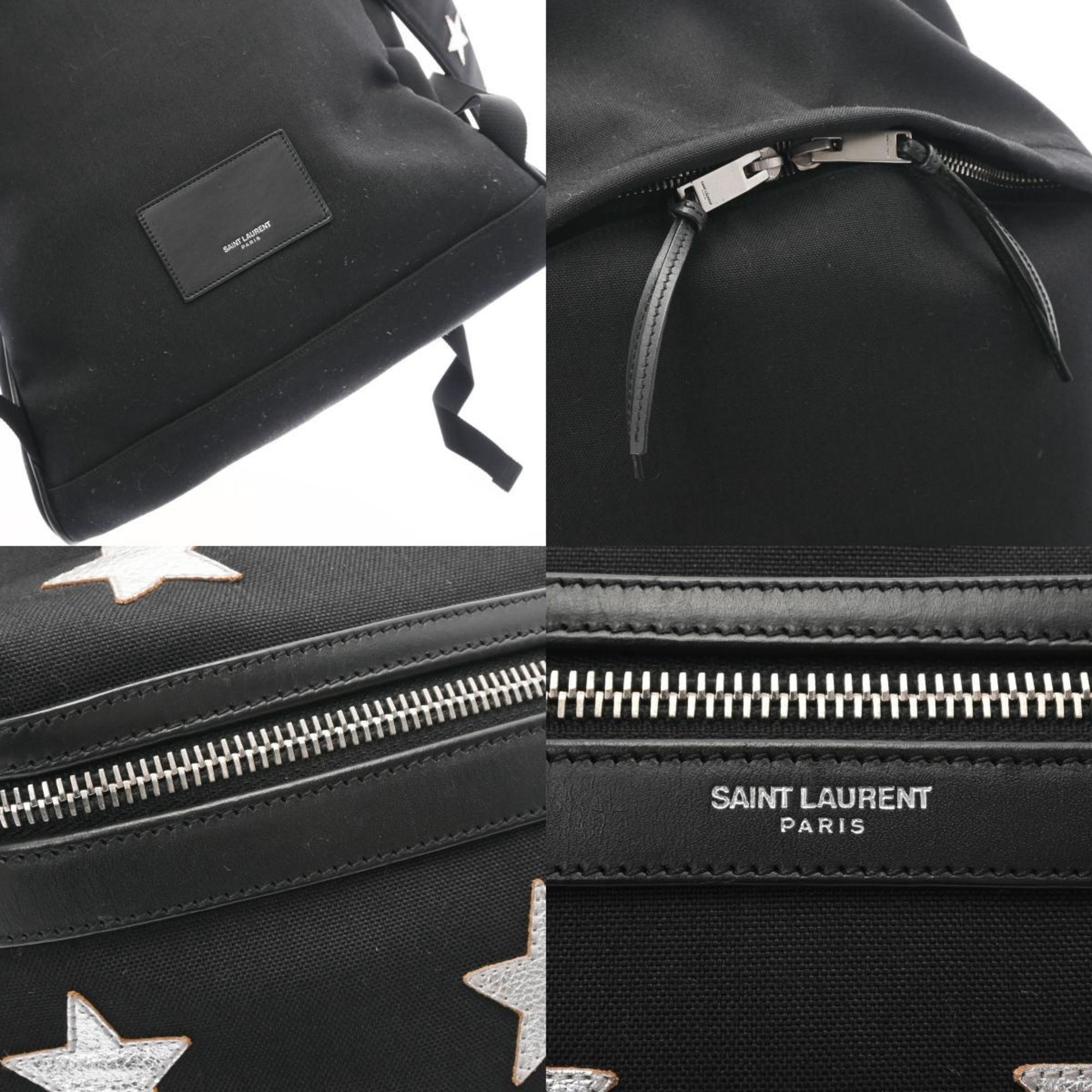 SAINT LAURENT Backpack Star Black Women's Canvas Rucksack/Daypack