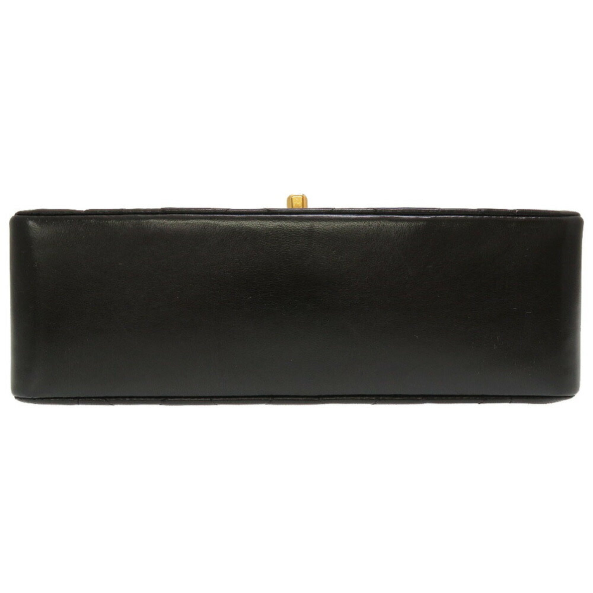 CHANEL Diana 22 Lambskin Black No. 4 Gold Chain Shoulder Bag Matelasse Coco Mark Turnlock