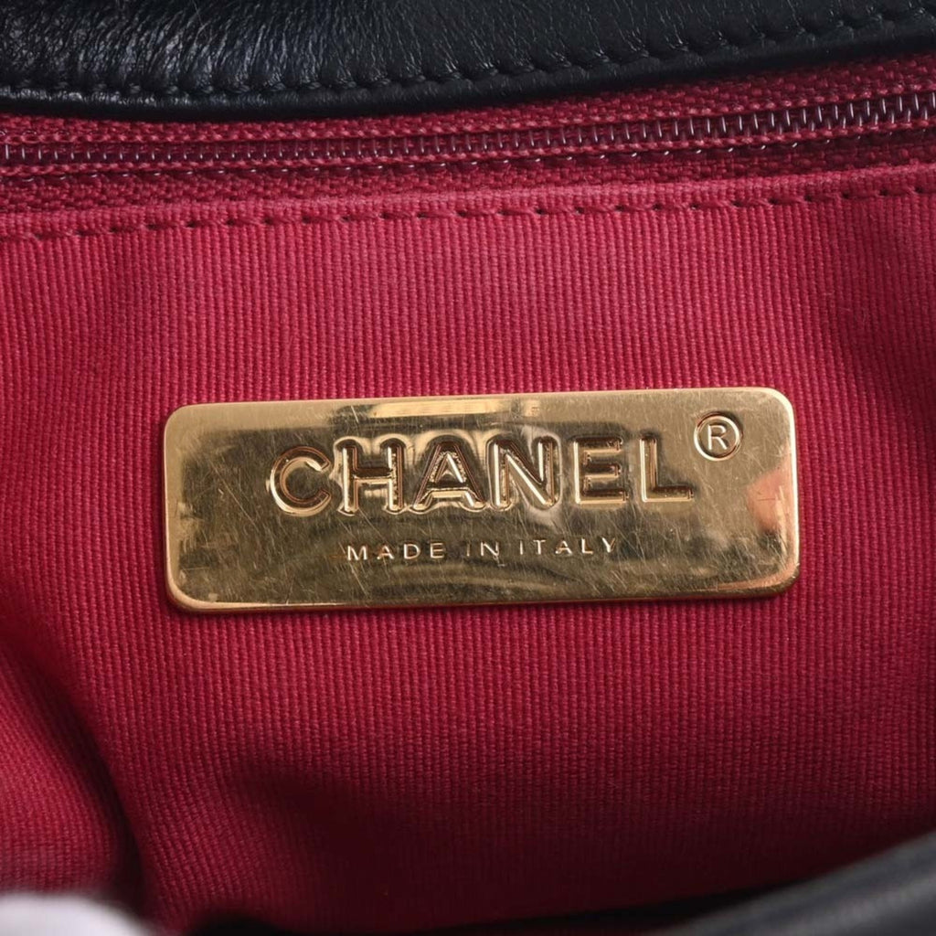 CHANEL Lambskin  19 Coco Mark Chain Shoulder Bag Black Ladies