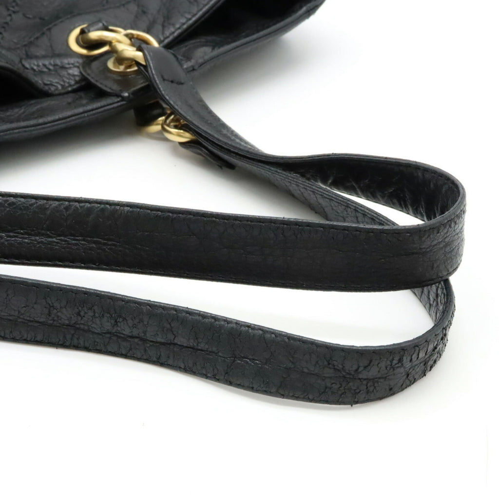 CHANEL Ultra Stitch Coco Mark Tote Bag Shoulder Chain Leather Black