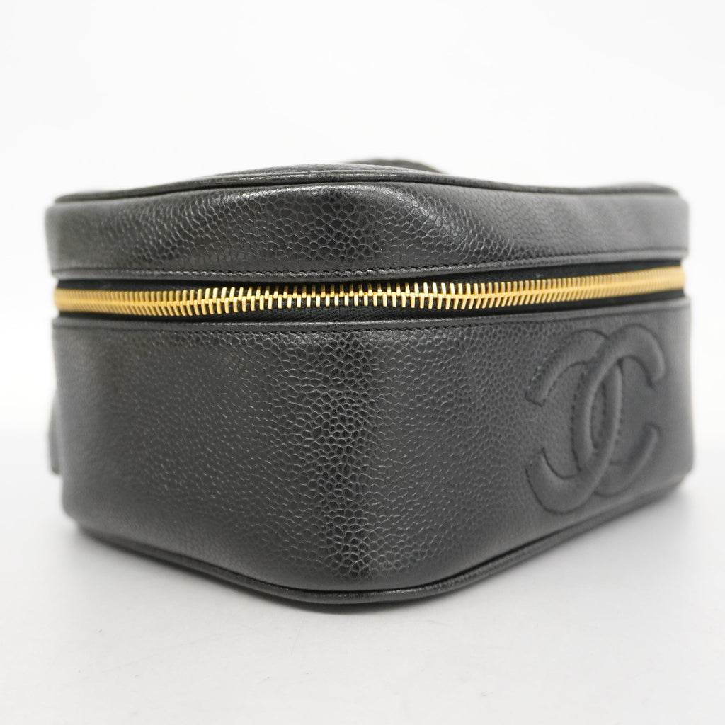 CHANELAuth  Vanity Bag Women's Caviar Leather Vanity Bag Black