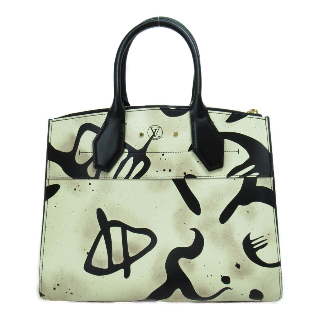 LOUIS VUITTON City Steamer MM Shoulder Bag White Black leather M53231