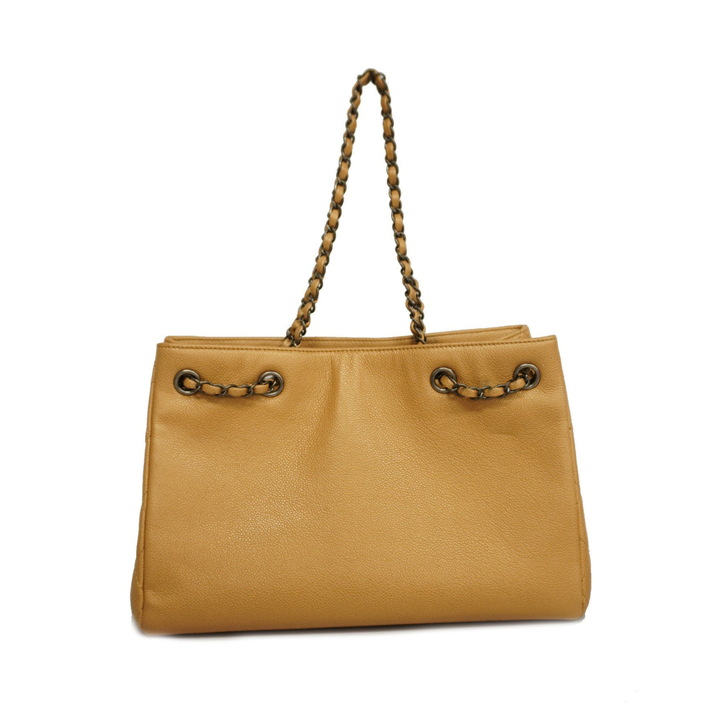 CHANEL[3ca0362]   tote bag chain shoulder caviar skin beige
