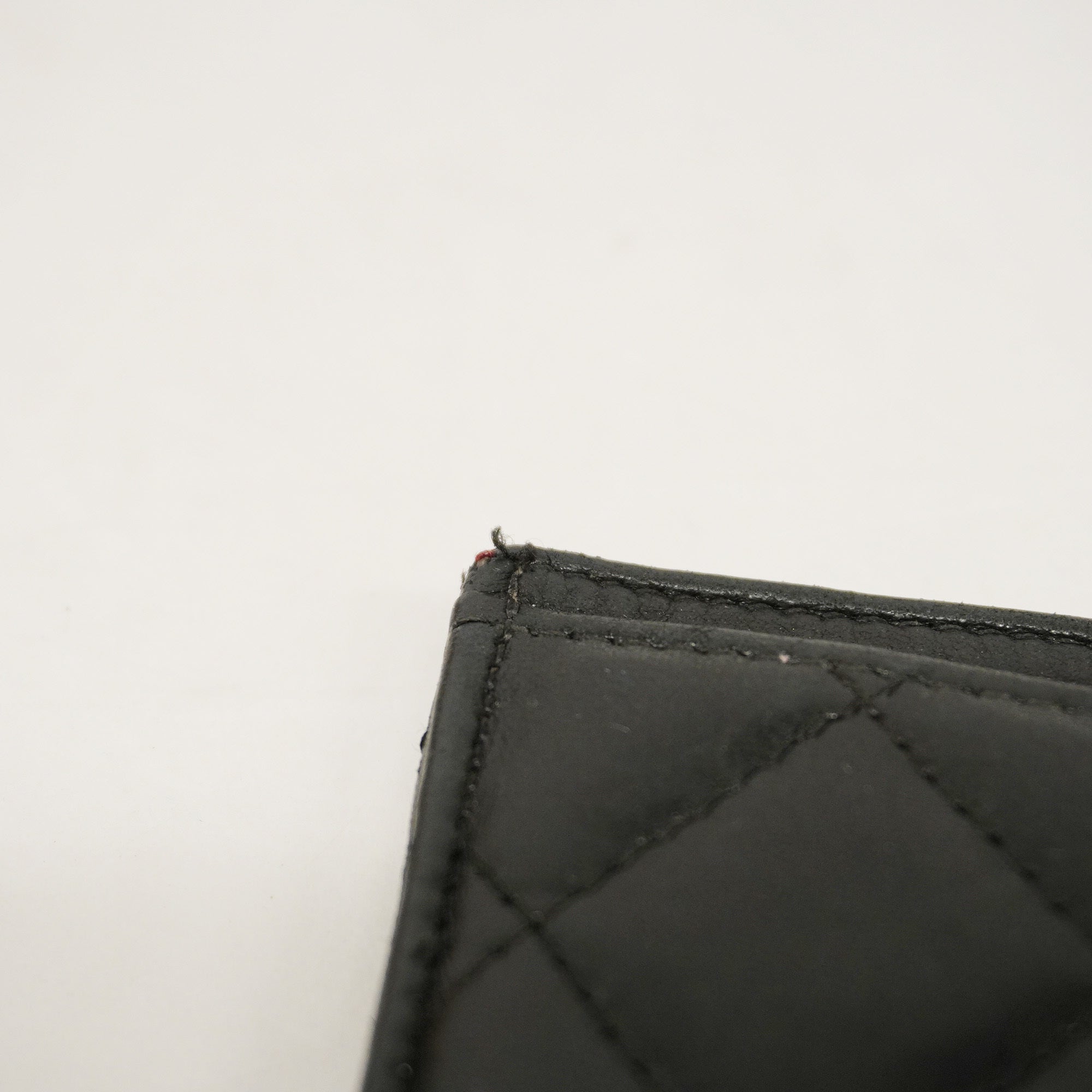 CHANELAuth  Matelasse Card Case Silver Hardware Leather Card Case Black