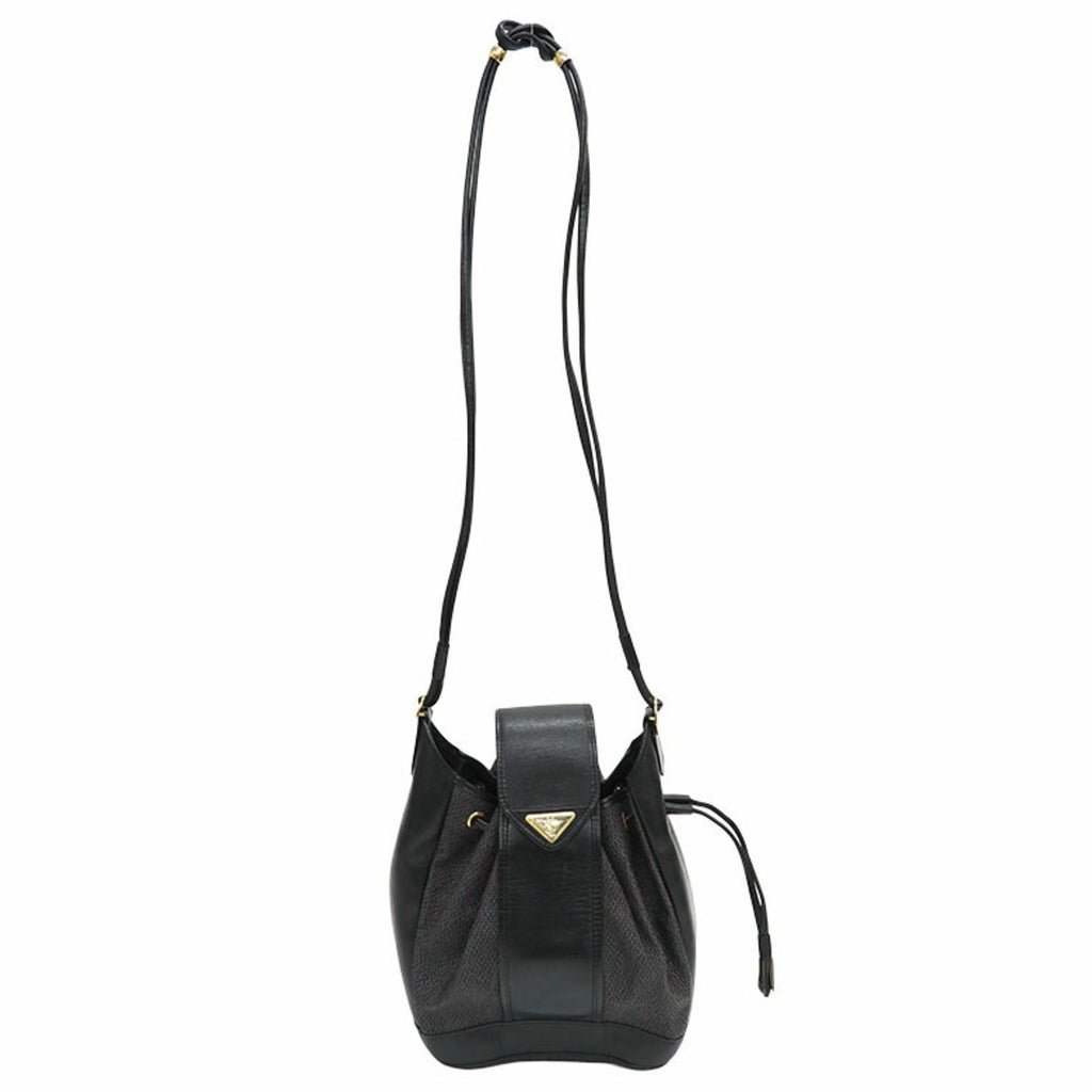 YVES SAINT LAURENT Vintage Crossbody Shoulder Bag Black Leather Women's