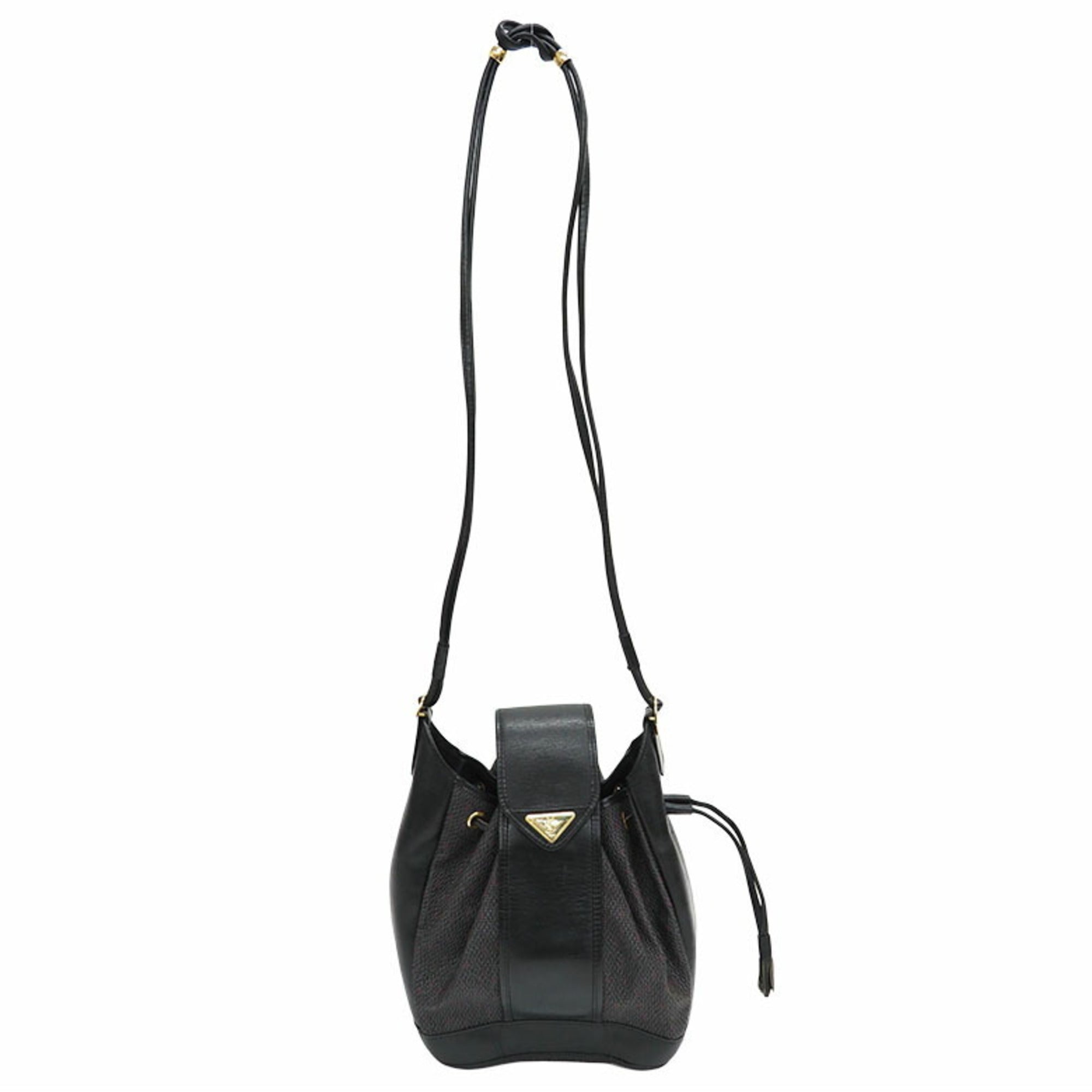 YVES SAINT LAURENT Vintage Crossbody Shoulder Bag Black Leather Women's