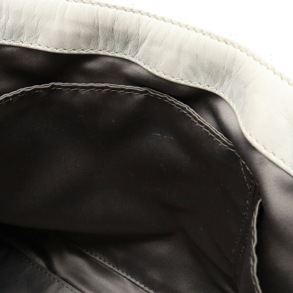CHANEL here mark handbag leather white