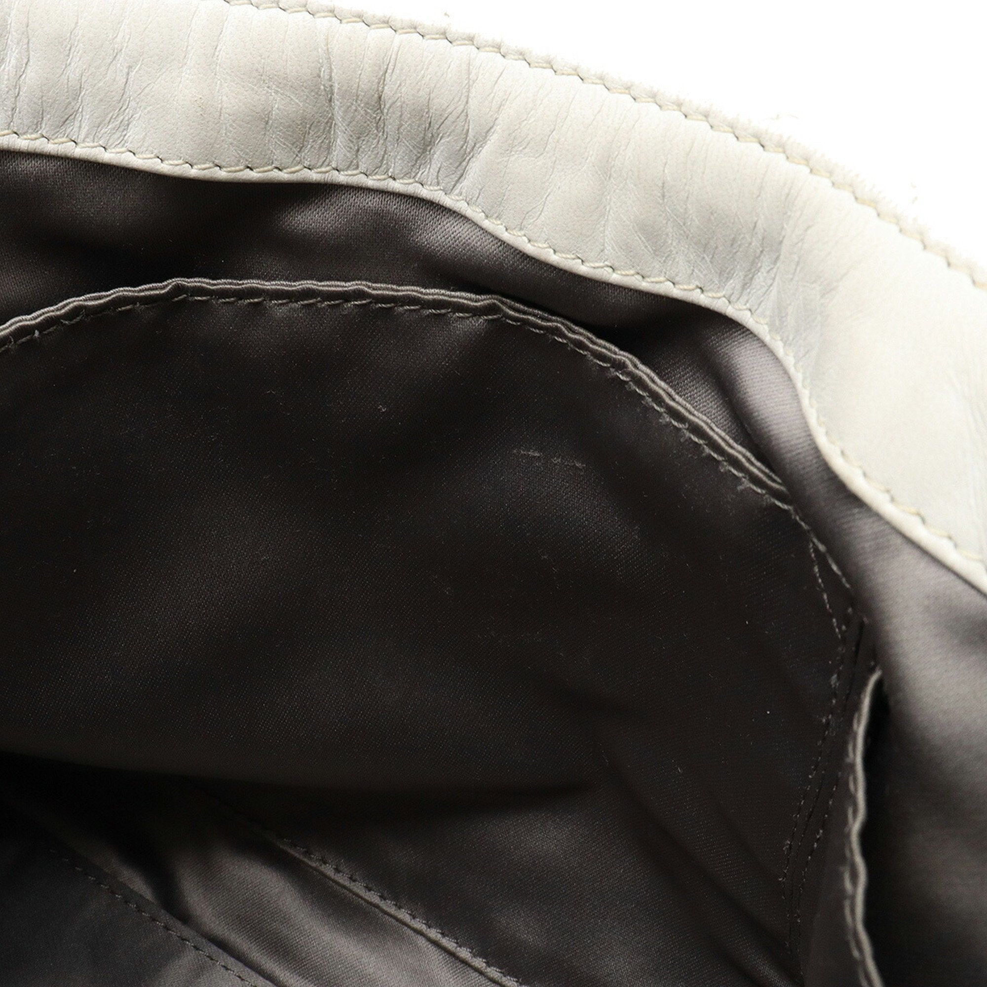 CHANEL here mark handbag leather white