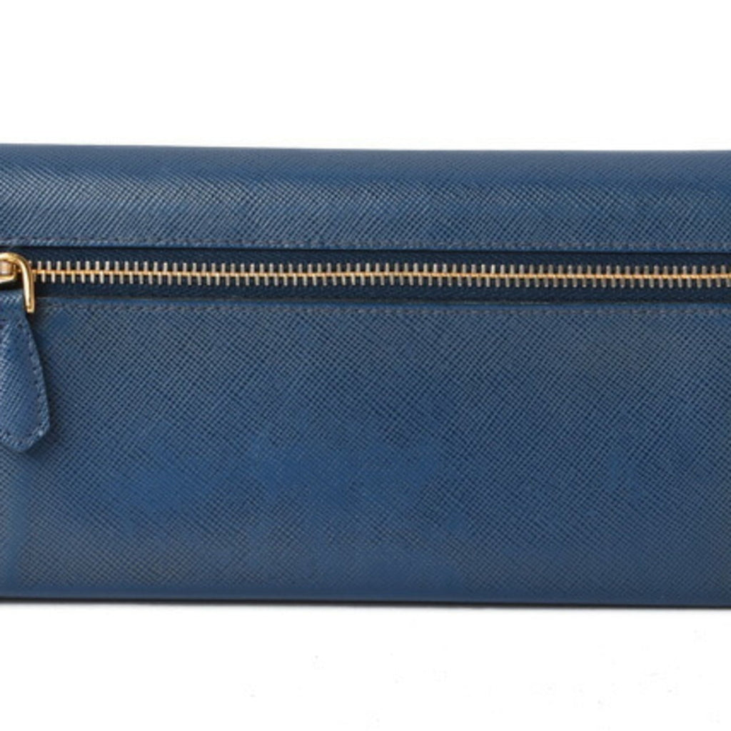 Prada wallet PRADA long 1MH132 BLUETTE blue SAFFIANO FIOCCO embossed leather