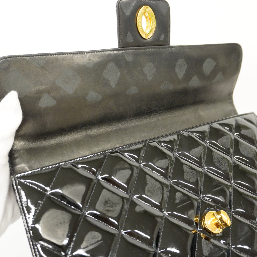 CHANELAuth  Matelasse Business Bag Women's Patent Leather Briefcase Black