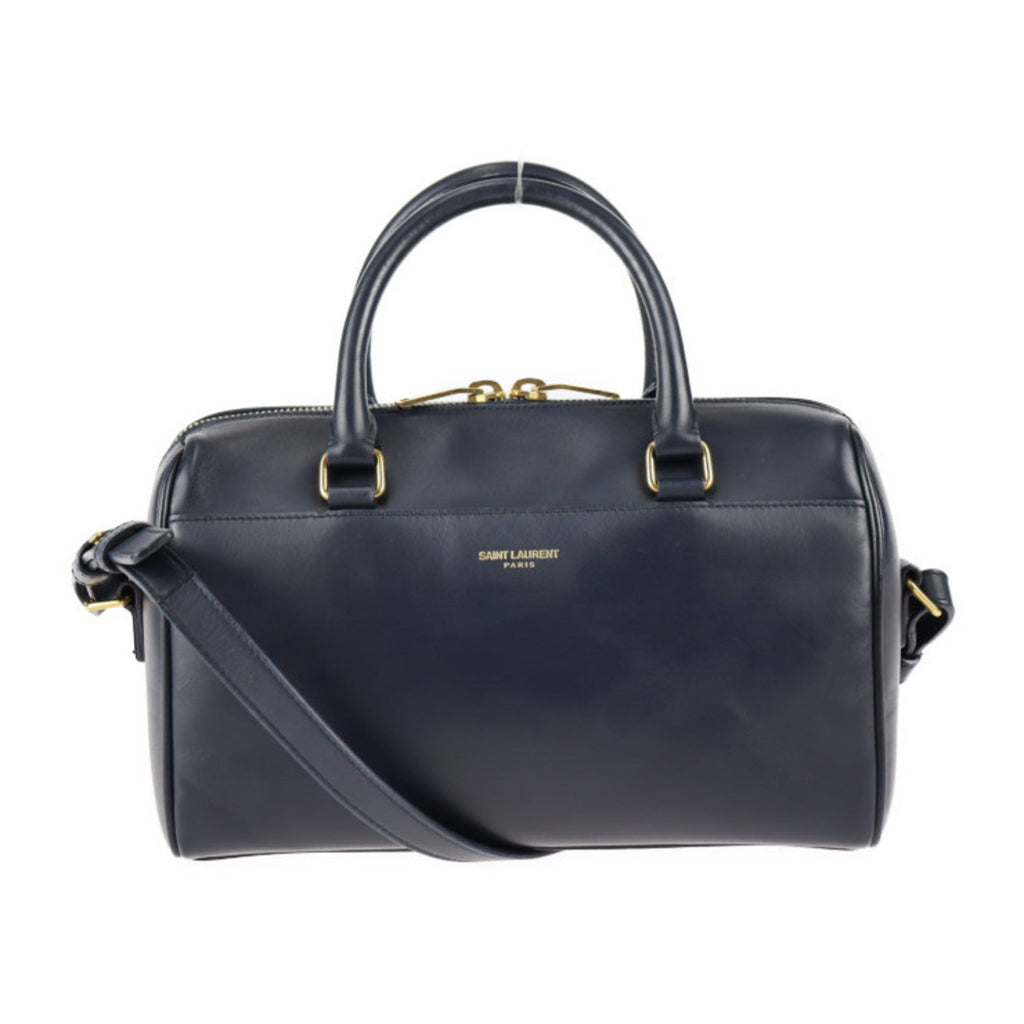 YVES SAINT LAURENT SAINT LAURENT PARIS Saint Laurent Paris Baby Duffle Handbag 330958 Leather Navy 2WAY Mini Boston Gold Hardware