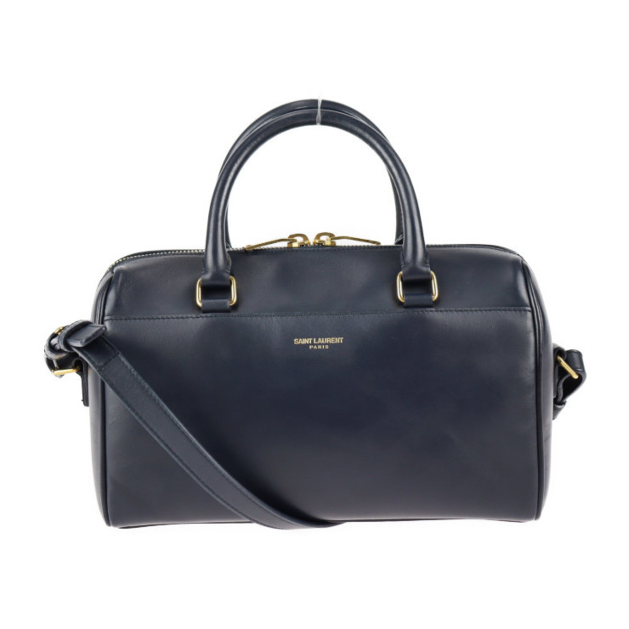 YVES SAINT LAURENT SAINT LAURENT PARIS Saint Laurent Paris Baby Duffle Handbag 330958 Leather Navy 2WAY Mini Boston Gold Hardware