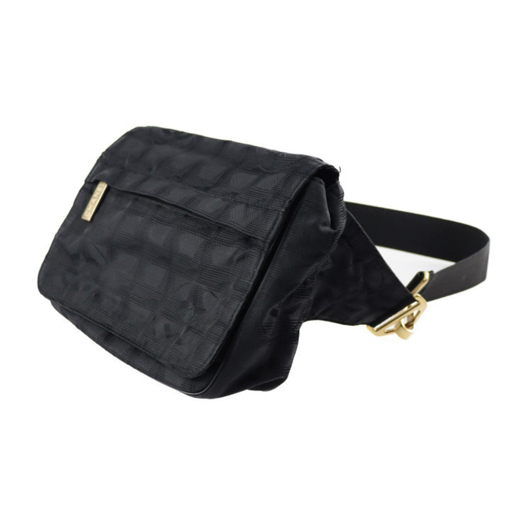 CHANEL new travel line waist bag A29346 canvas black gold metal fittings