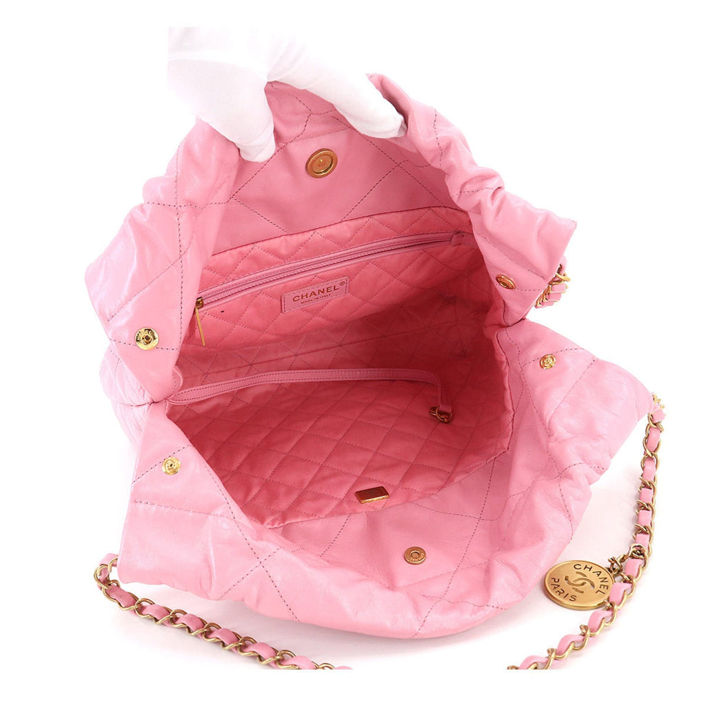 CHANELShoulder Bag with the  22 Small chain shoulder bag leather pink AS3260 porch