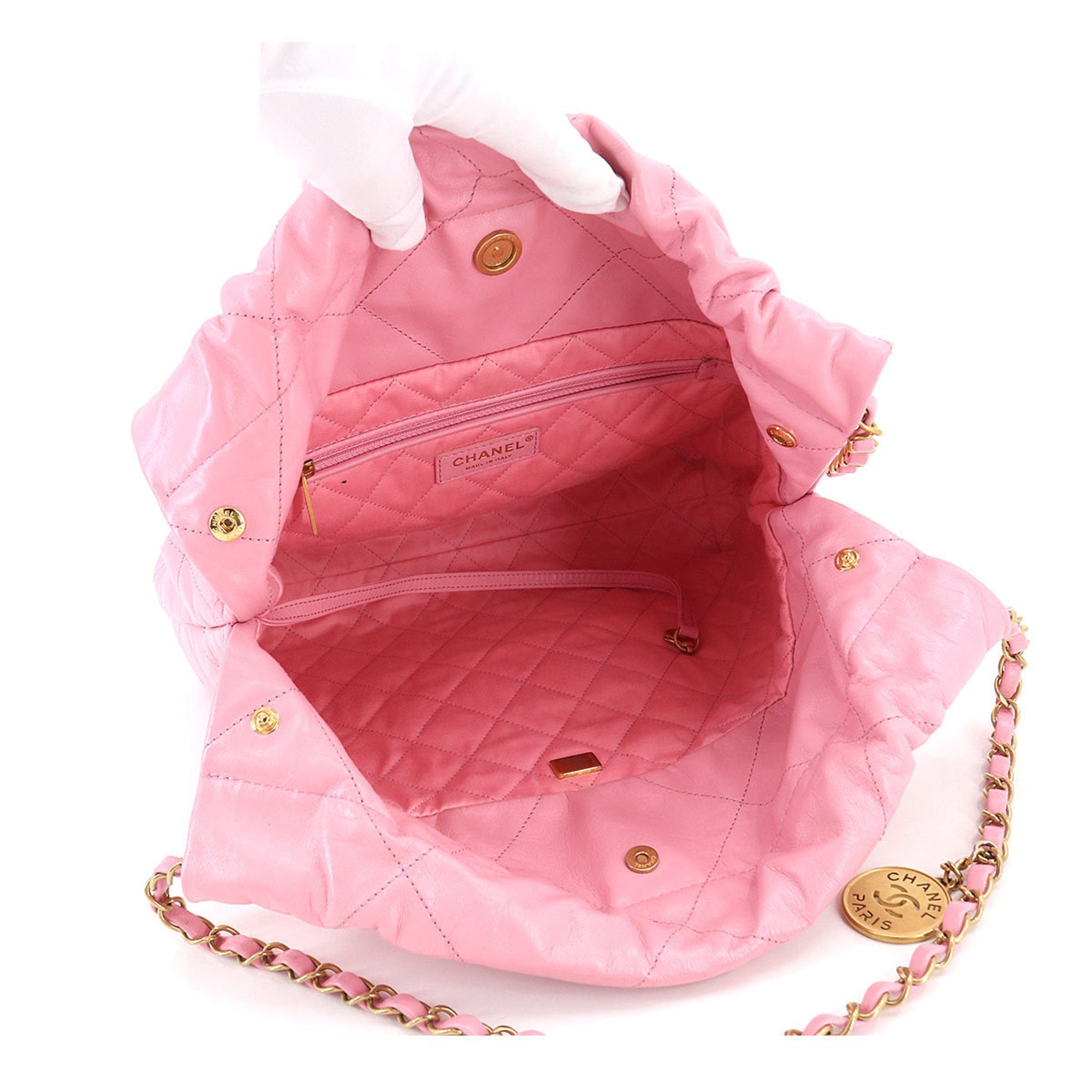 CHANELShoulder Bag with the  22 Small chain shoulder bag leather pink AS3260 porch