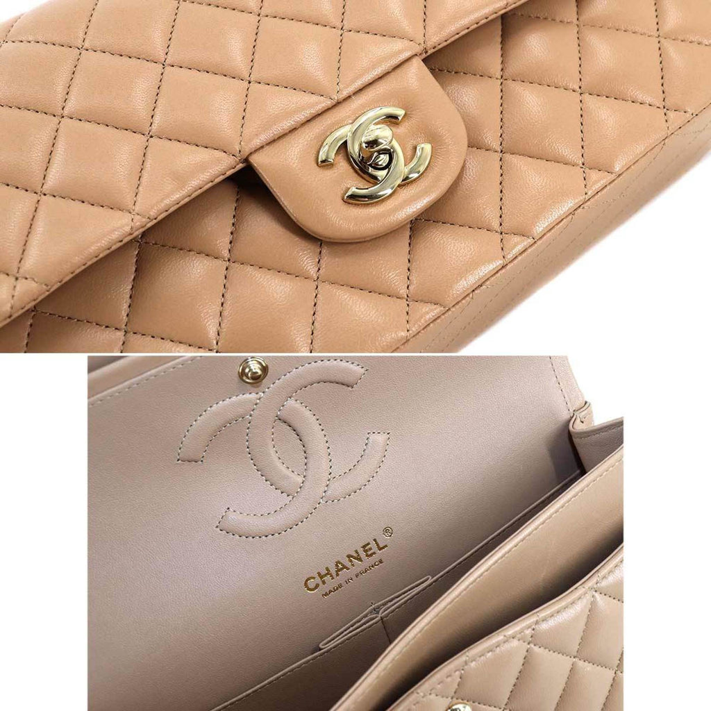 Chanel matelasse 25 chain shoulder bag leather beige A01112 gold metal fittings here mark Matelasse Bag