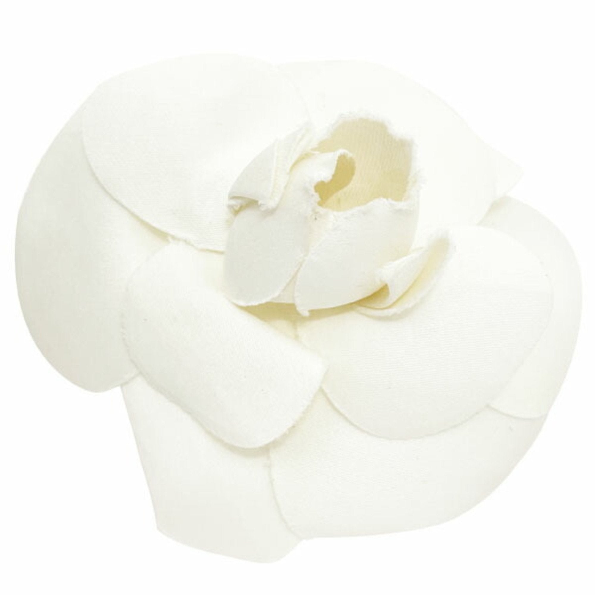 CHANEL Brooch Camellia Corsage Fabric Ivory White Flower Ladies
