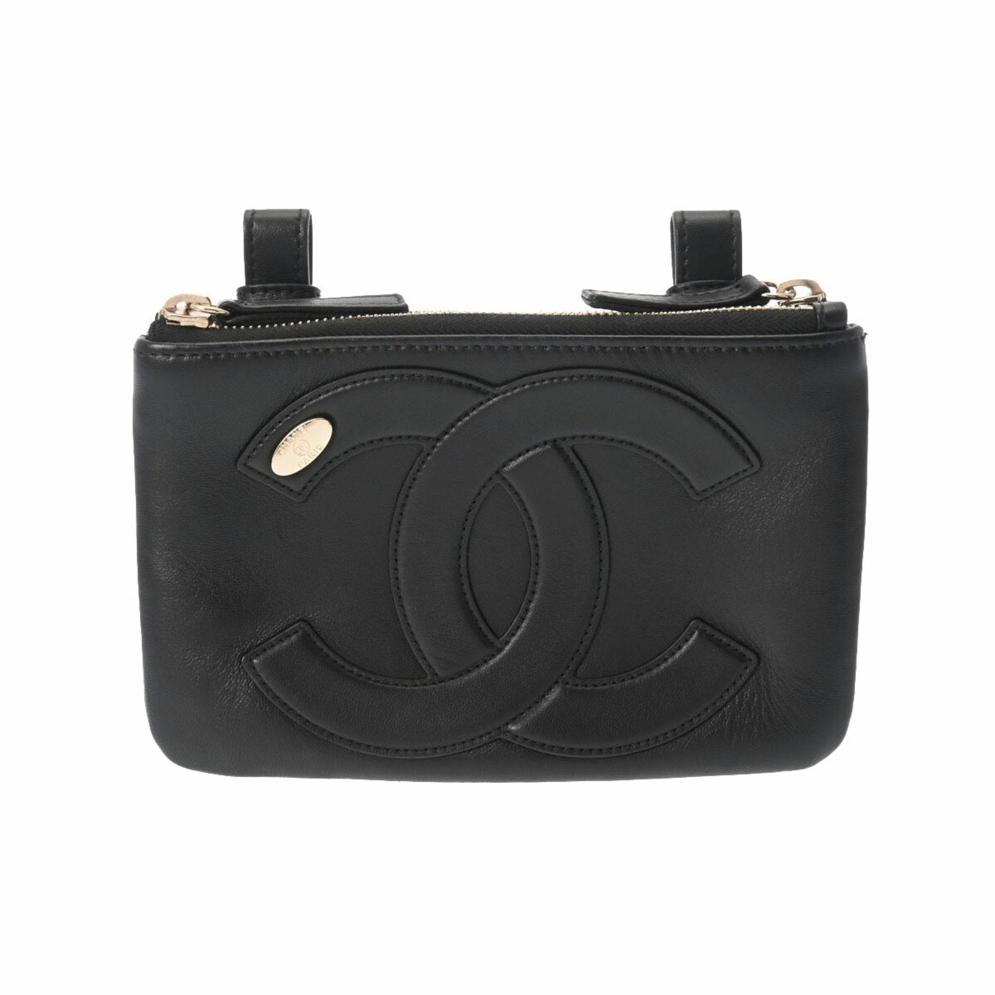CHANEL Cocomark Waist Bag Black Ladies Lambskin Body