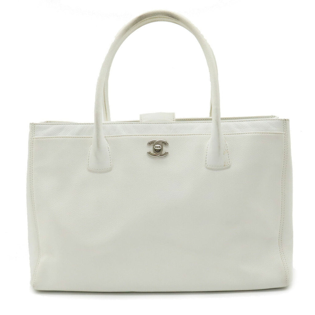 CHANEL Executive Line Coco Mark Tote Bag Handbag White Shoulder A15206
