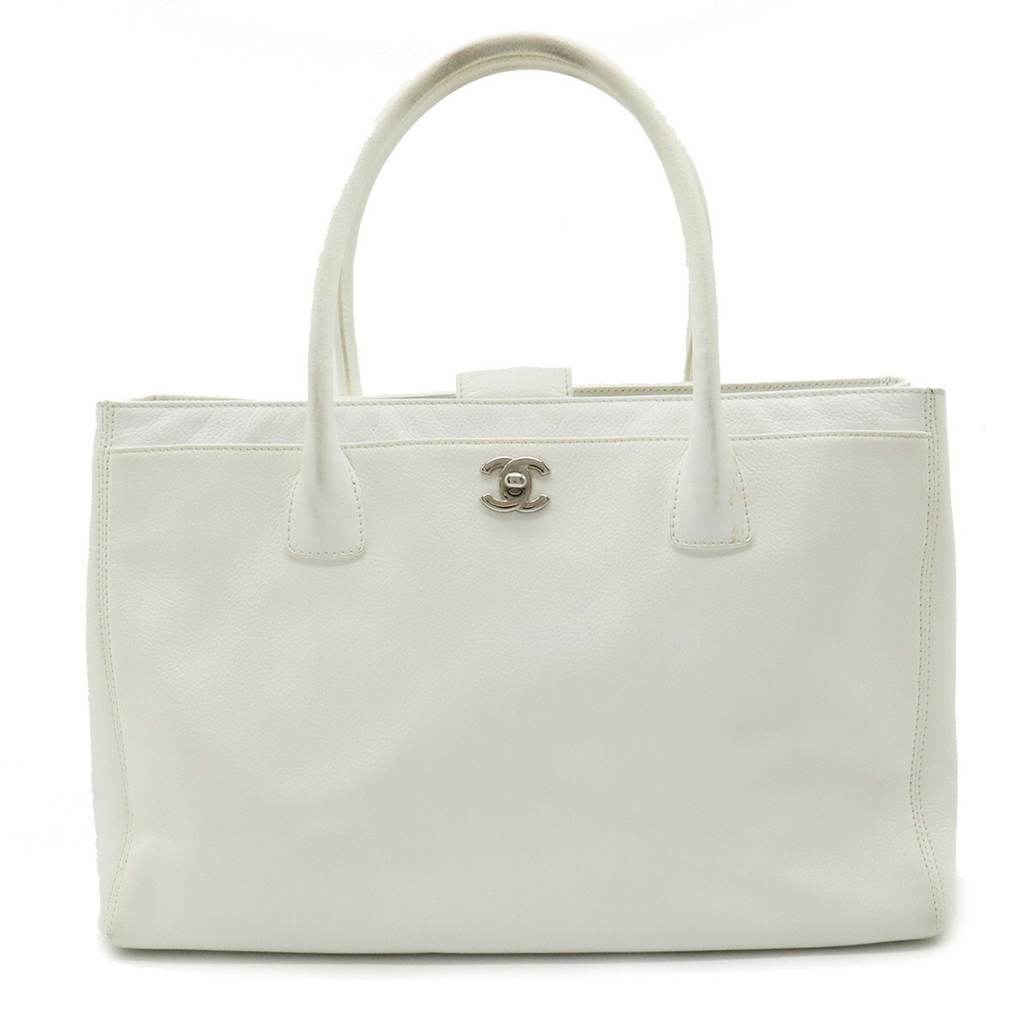 CHANEL Executive Line Coco Mark Tote Bag Handbag White Shoulder A15206