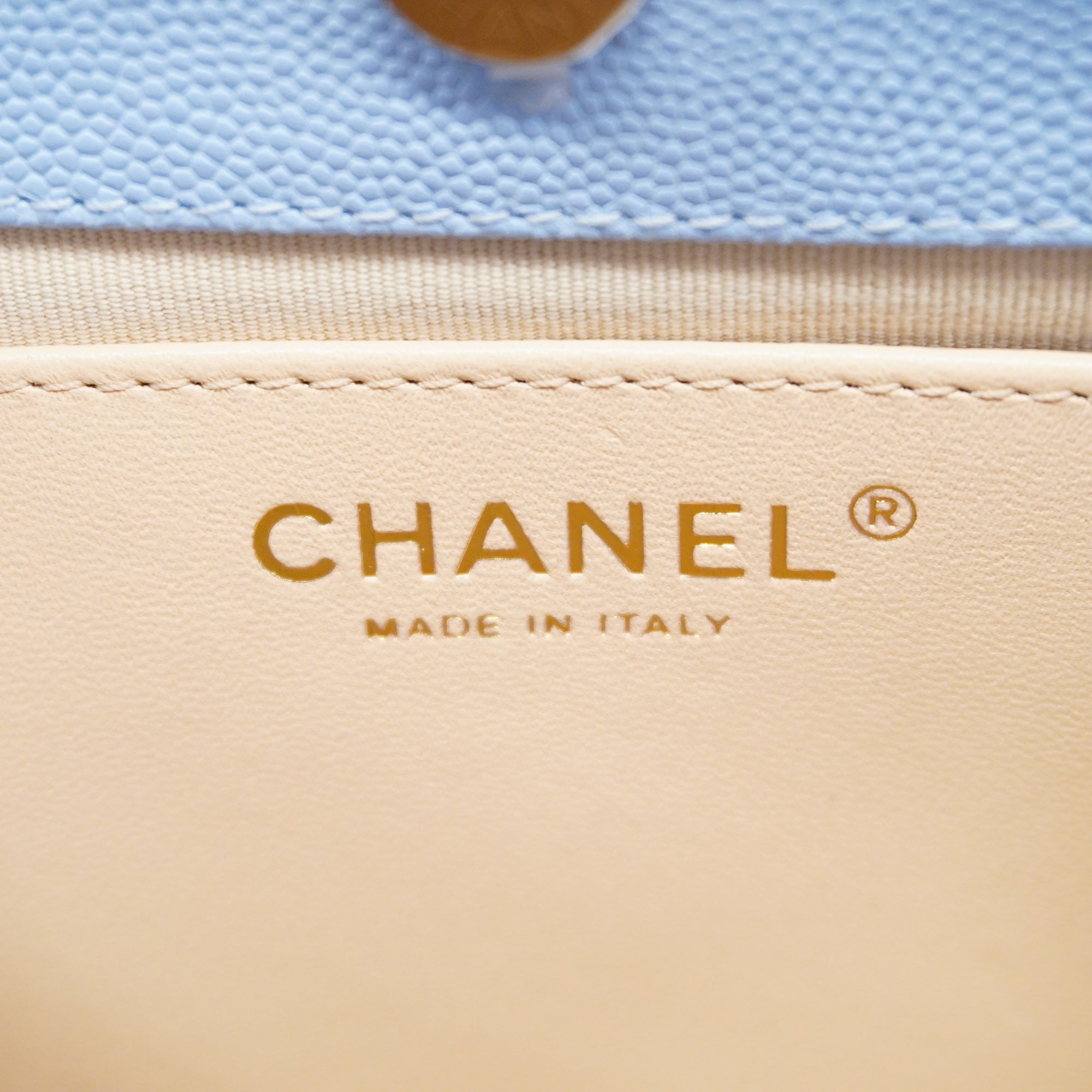 CHANEL  Matelasse Chain Shoulder Women's Caviar Leather Light Blue