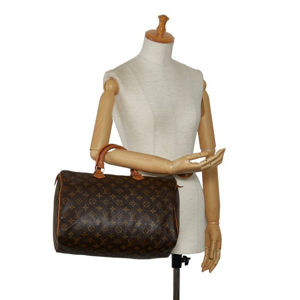 LOUIS VUITTON Monogram Speedy 35 Handbag Boston Bag M41524 Brown PVC Leather Ladies
