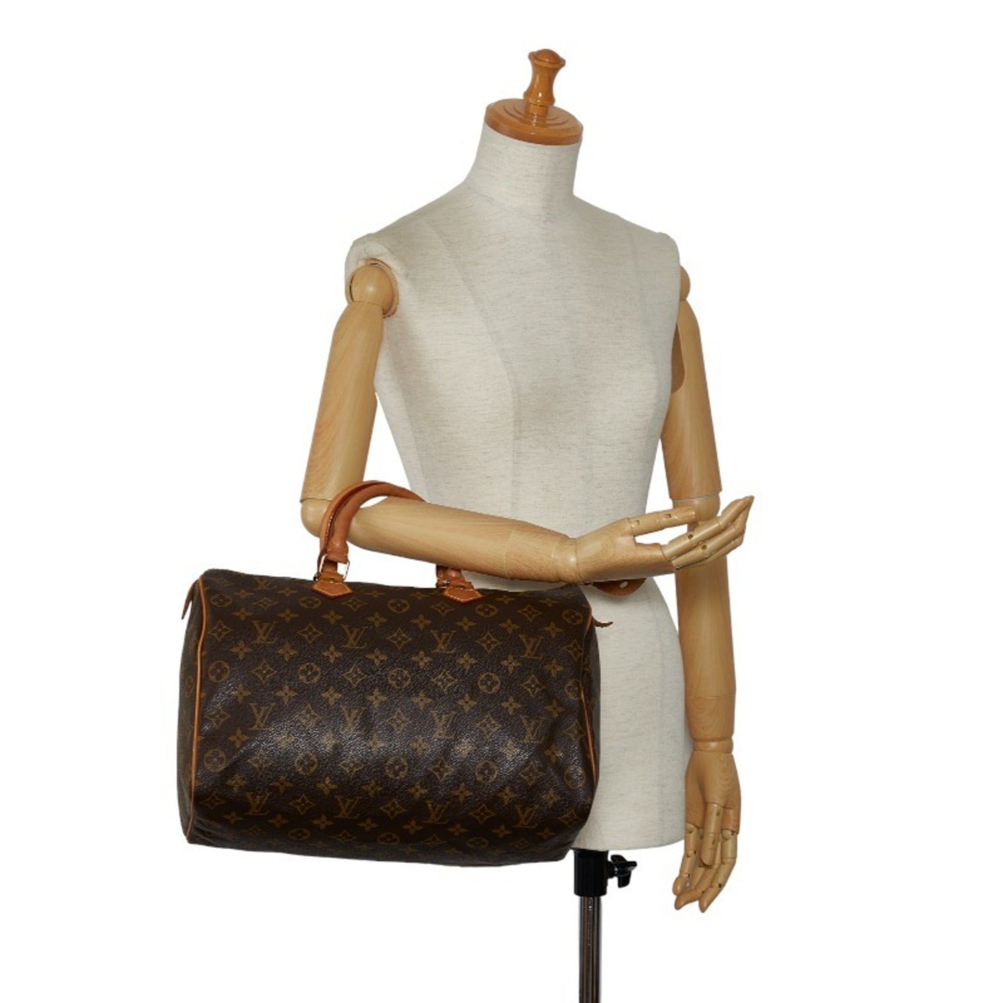 LOUIS VUITTON Monogram Speedy 35 Handbag Boston Bag M41524 Brown PVC Leather Ladies