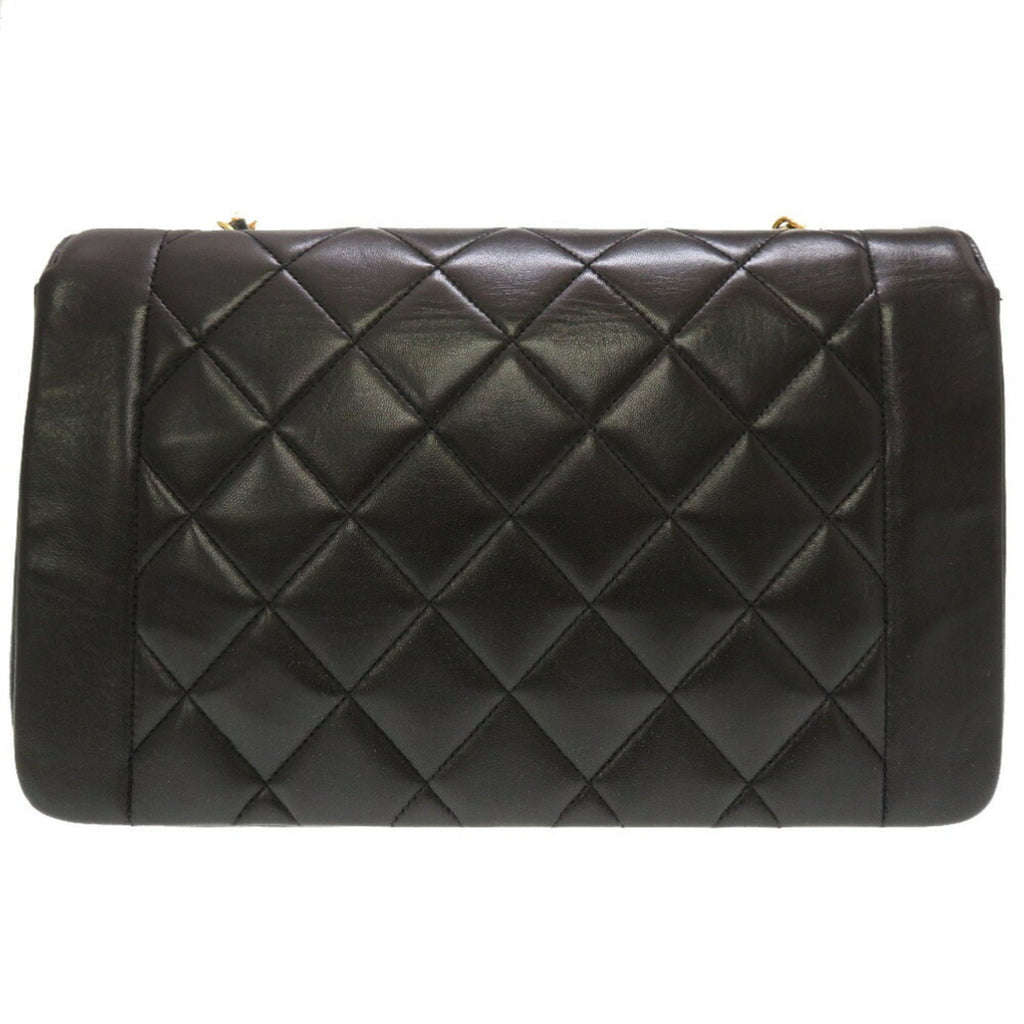CHANEL Diana 25 Matelasse No. 4 Lambskin Black Gold Chain Shoulder Bag Coco Mark