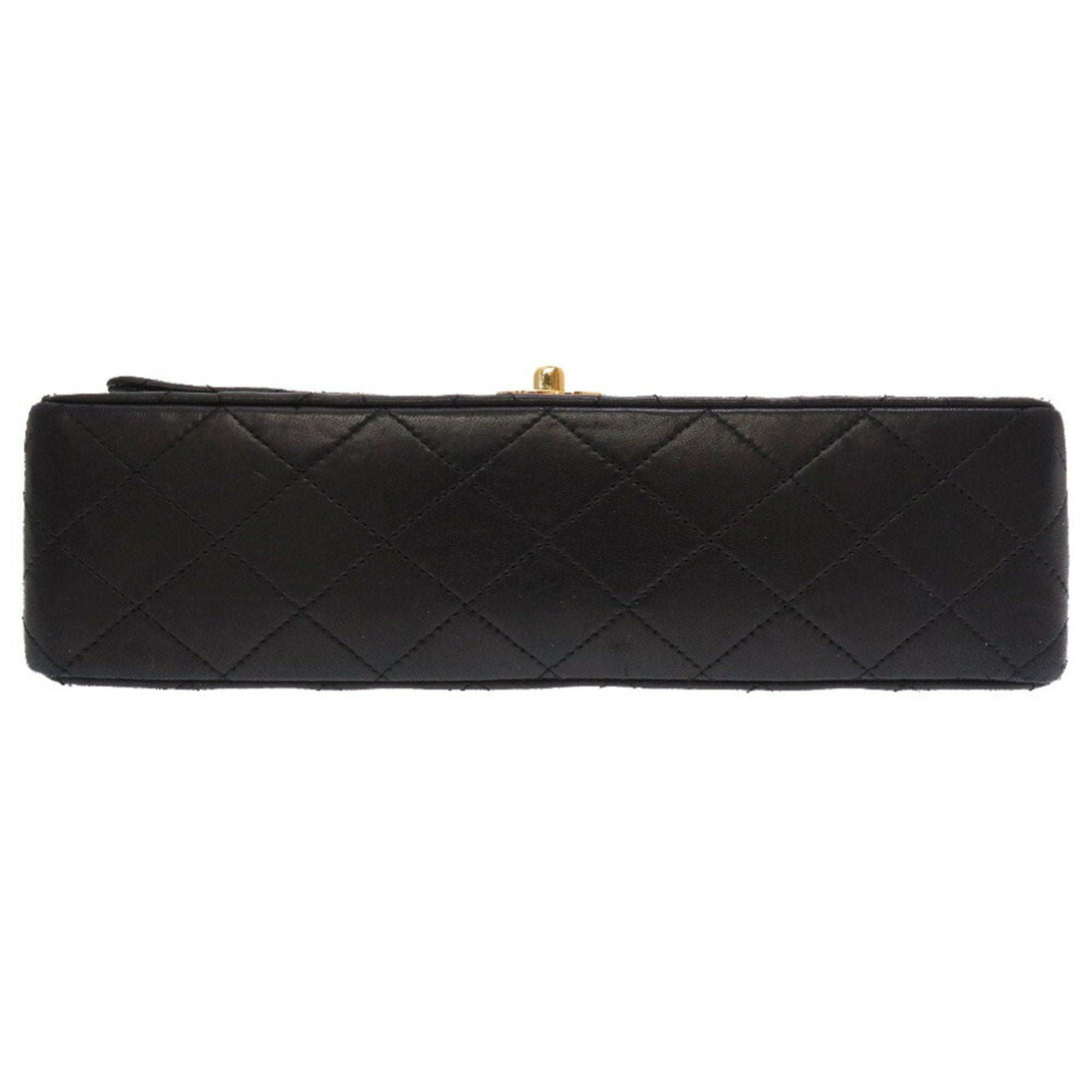 Chanel Matelasse 25 Lambskin Black 0 Series W Flap Gold Chain Shoulder Bag Double Lid