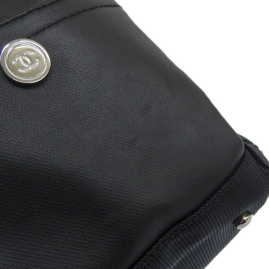 CHANEL Coated Canvas Leather Paris Biarritz Coco Mark One Shoulder Bag A34205 Black Ladies