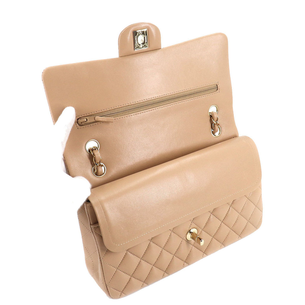 Chanel matelasse 25 chain shoulder bag leather beige A01112 gold metal fittings here mark Matelasse Bag