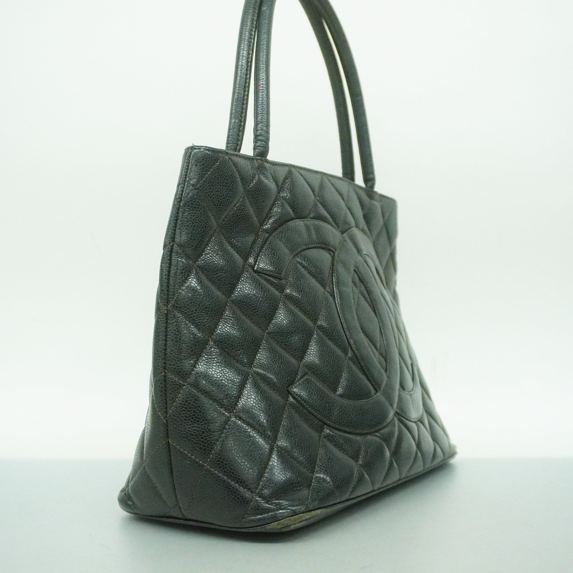 CHANELAuth  Reprint Tote Women's Caviar Leather Tote Bag Black